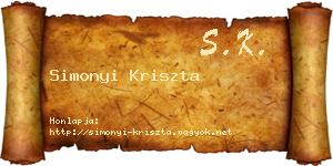 Simonyi Kriszta névjegykártya